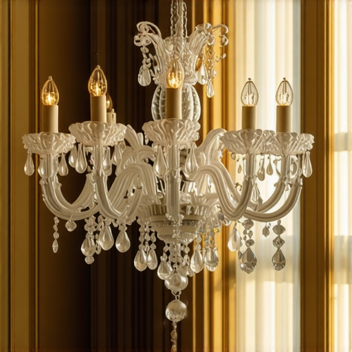 Decorative vintage chandelier with secesija patterns in a stylish living space